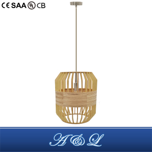 Natural Style Wooden and Wood Skin Mixture Pendant Lamp